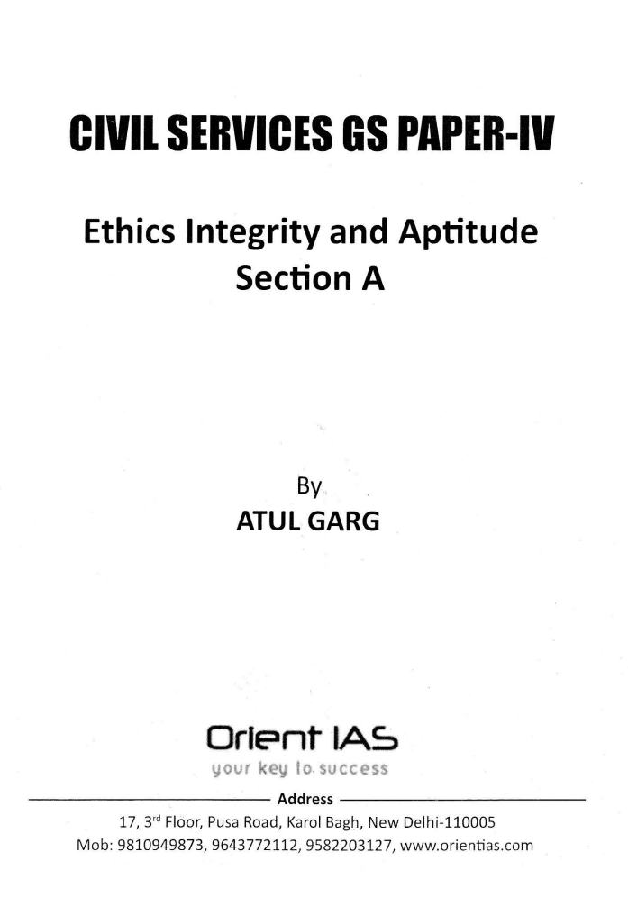 Orient IAS Ethics Printed Notes By Atul garg 2019 With Spiral Binding
